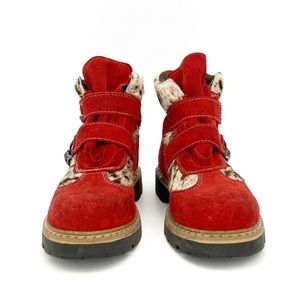 Martino of Canada Women’s Red Suede Alpine Hiking Buckle Boots Fur Size 38 = 8